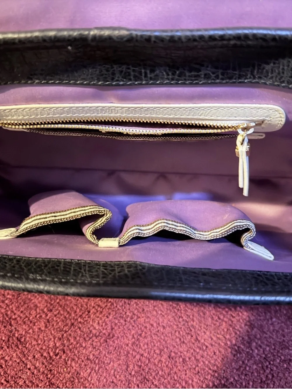 Black Leather Top-Handle Women’s Bag with Multicolor Trim